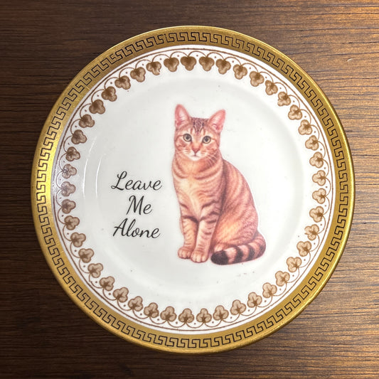 "Leave Me Alone" Orange Cat Vintage Trinket Dish