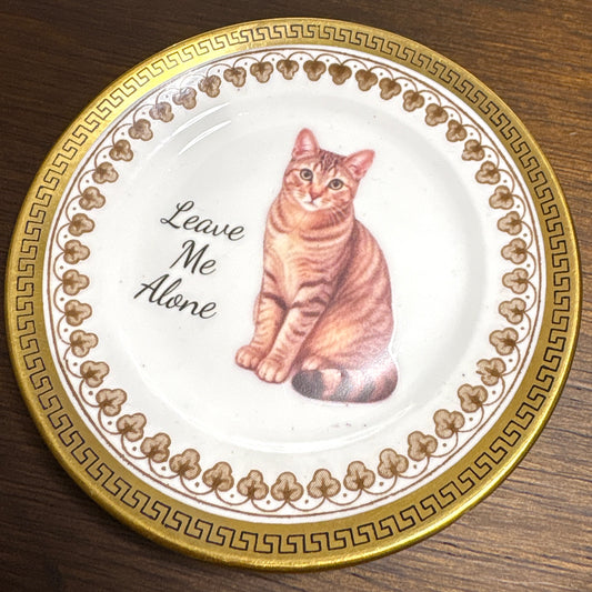 "Leave Me Alone" Orange Cat Vintage Trinket Dish