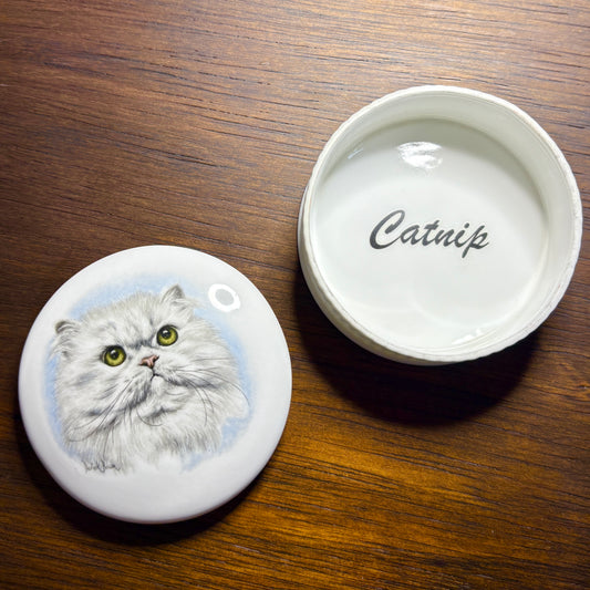 "Catnip" Persian Cat Vintage Ceramic Container