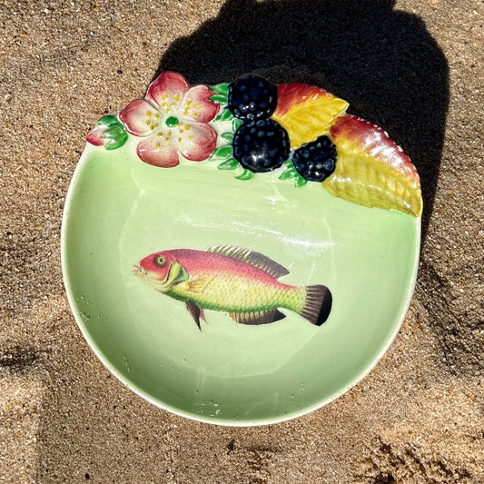Orange & Yellow Fish Vintage Floral Ceramic Wall Décor