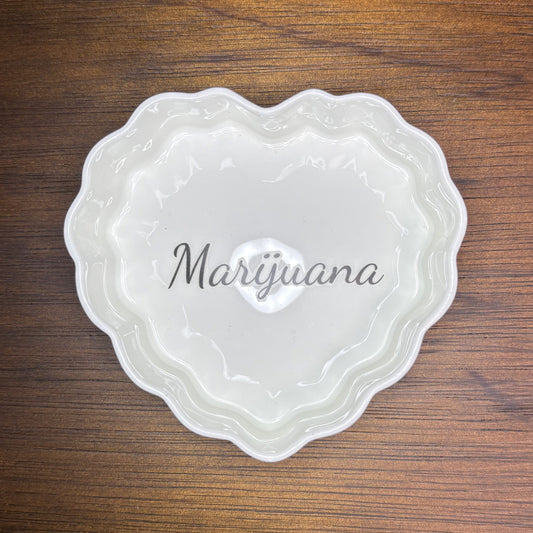 "Marijuana" Heart-Shaped Vintage Ceramic Container