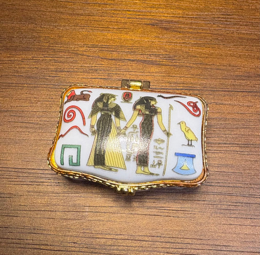 "Poison" Vintage Ceramic Egyptian Themed Pillbox